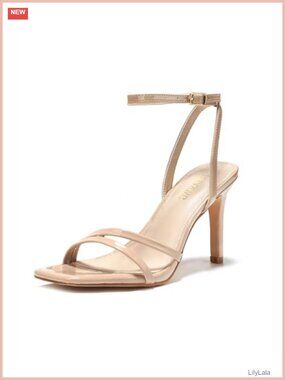 Women's Strappy Ankle Strap High Heels 3.5 Inch Square Open Toe Sandals